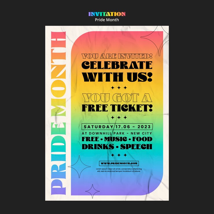 PSD gratuito plantilla de invitación de celebración del mes del orgullo