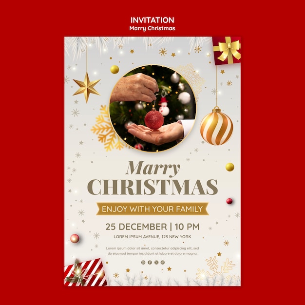 Plantilla de invitación a celebración navideña