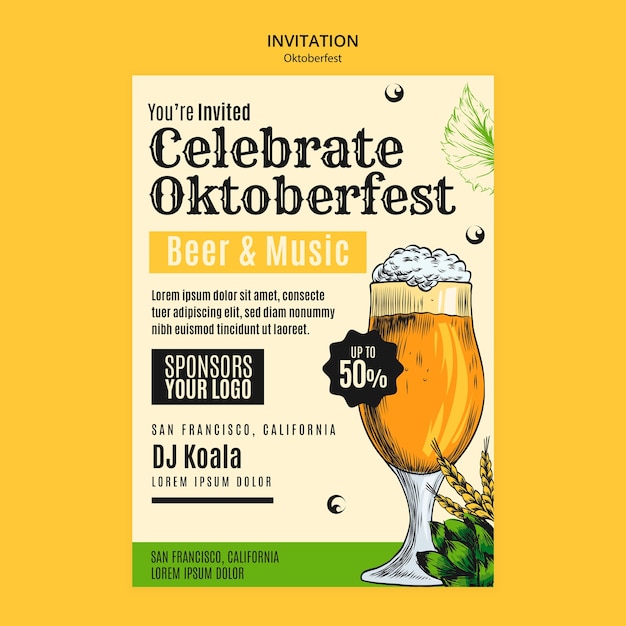 PSD gratuito plantilla de invitación de celebración de oktoberfest