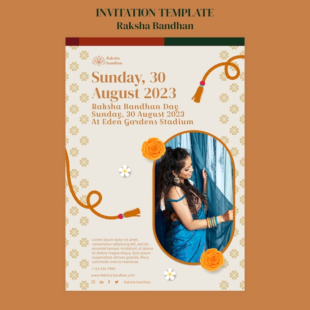 PSD gratuito plantilla de invitación de celebración de raksha bandhan