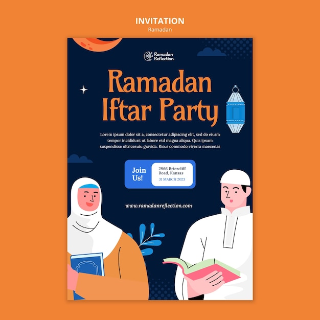 PSD gratuito plantilla de invitación de celebración de ramadán