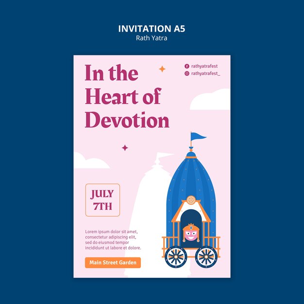 plantilla de invitación para la celebración de Rath yatra