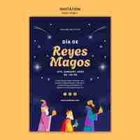 PSD gratuito plantilla de invitación para la celebración de reyes magos