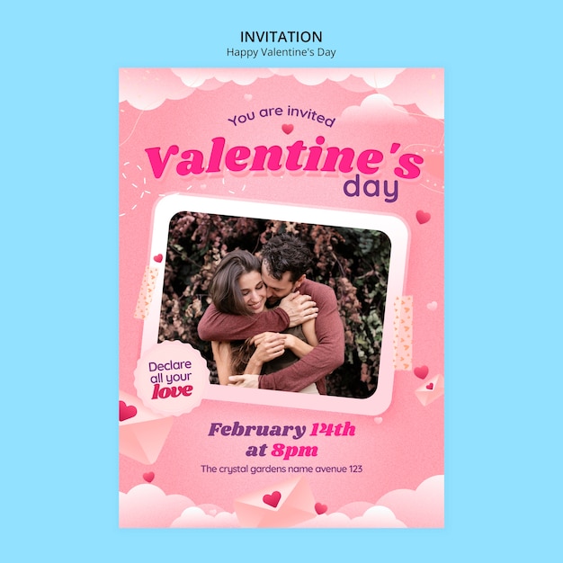 PSD gratuito plantilla de invitación de celebración de san valentín