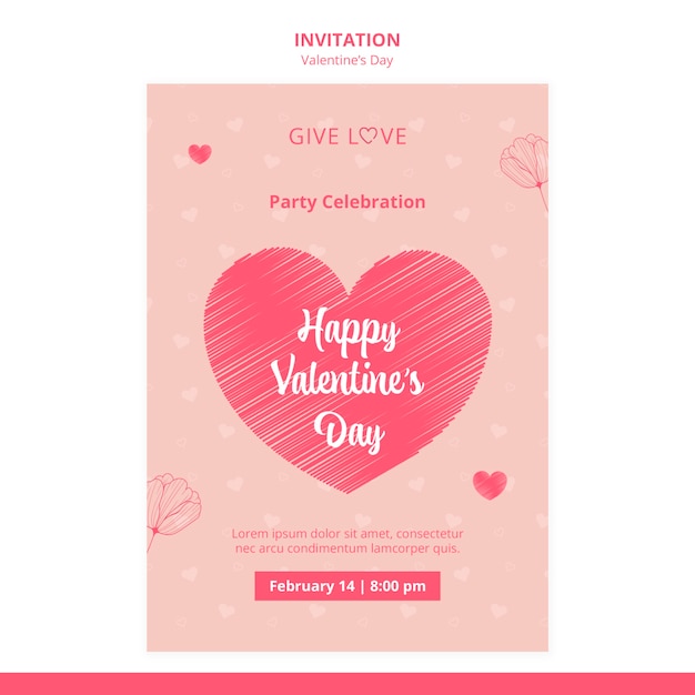 PSD gratuito plantilla de invitación de celebración de san valentín