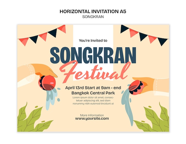 plantilla de invitación para la celebración de Songkran