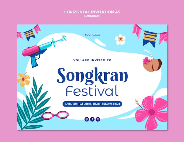 plantilla de invitación para la celebración de Songkran