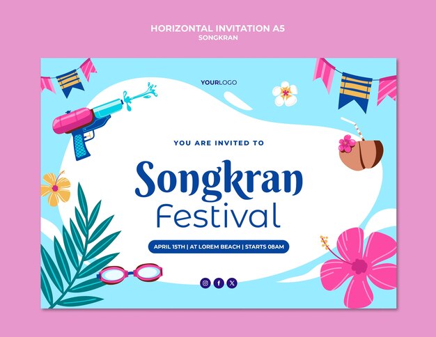 plantilla de invitación para la celebración de Songkran