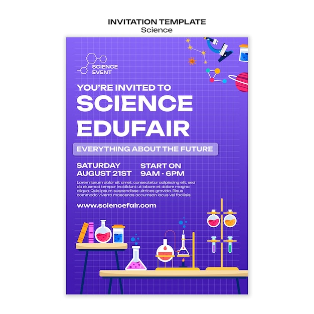 Plantilla de invitación para ciencia y experimentos.