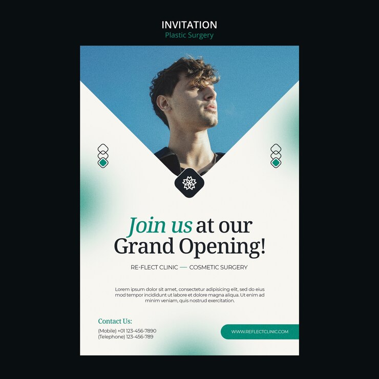 PSD gratuito plantilla de invitación de clínica de cirugía plástica