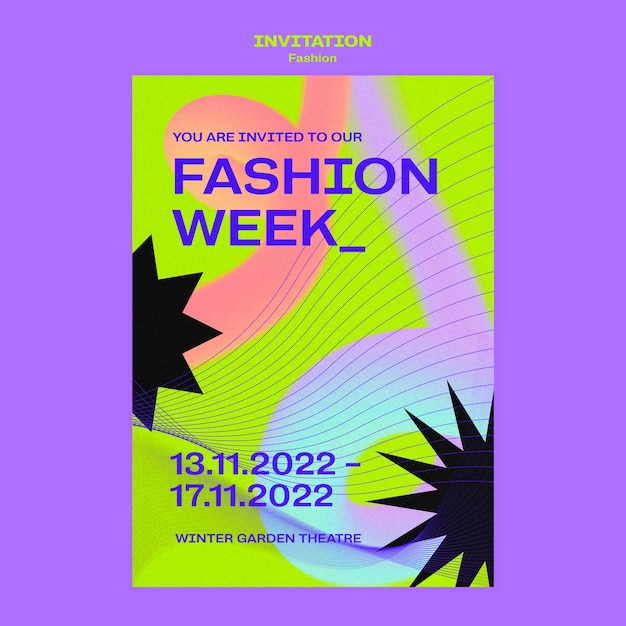 Plantilla de invitación de concepto de moda degradada