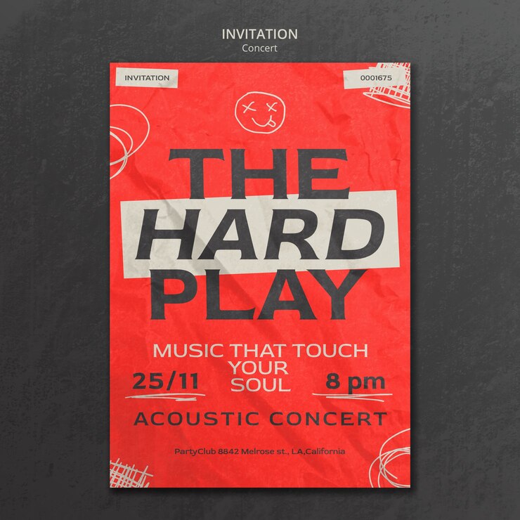 PSD gratuito plantilla de invitación de concierto de música divertida
