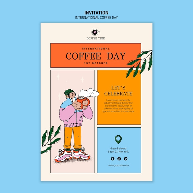 Plantilla de invitación del día internacional del café