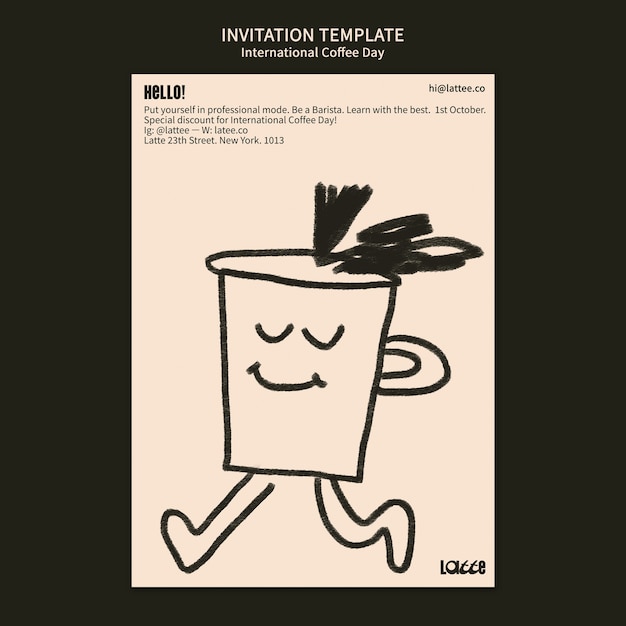 Plantilla de invitación del día internacional del café