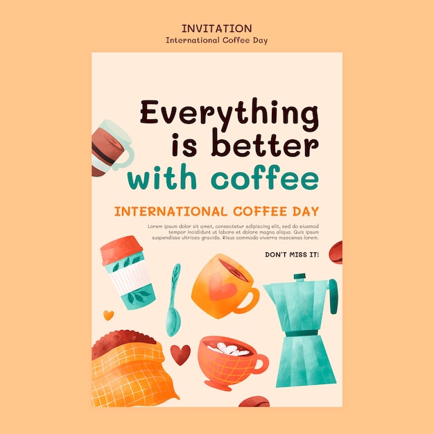 Plantilla de invitación del día internacional del café