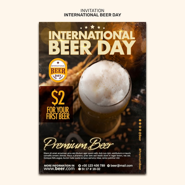 Plantilla de invitación del día internacional de la cerveza