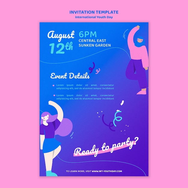 Plantilla de invitación del día internacional de la juventud