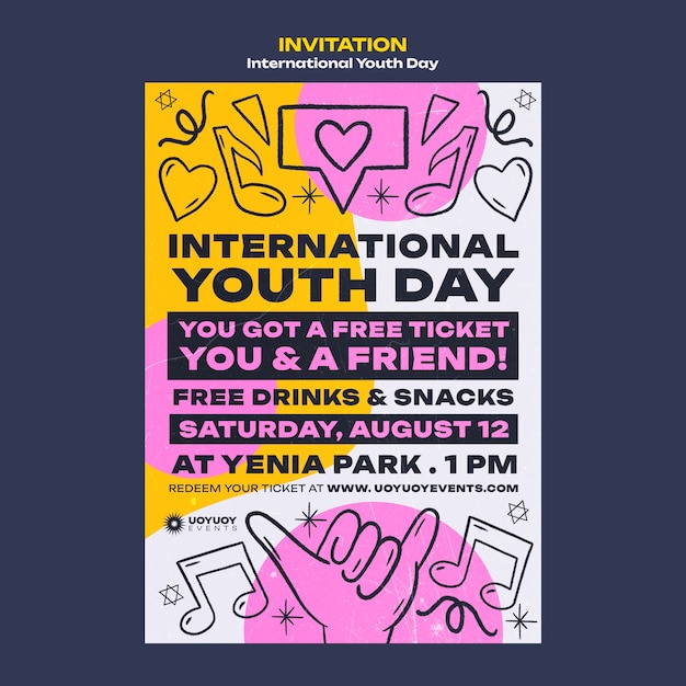 PSD gratuito plantilla de invitación del día internacional de la juventud