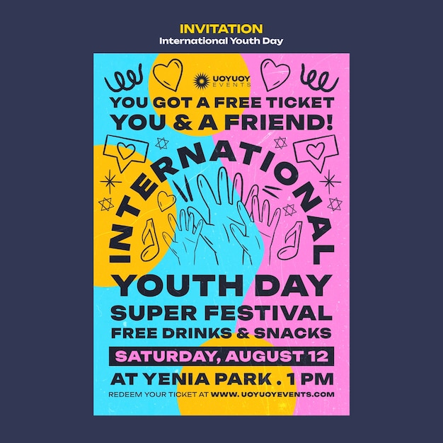 Plantilla de invitación del día internacional de la juventud