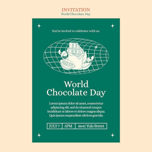 PSD gratuito plantilla de invitación del día mundial del chocolate