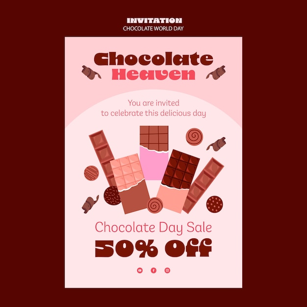 PSD gratuito plantilla de invitación del día mundial del chocolate