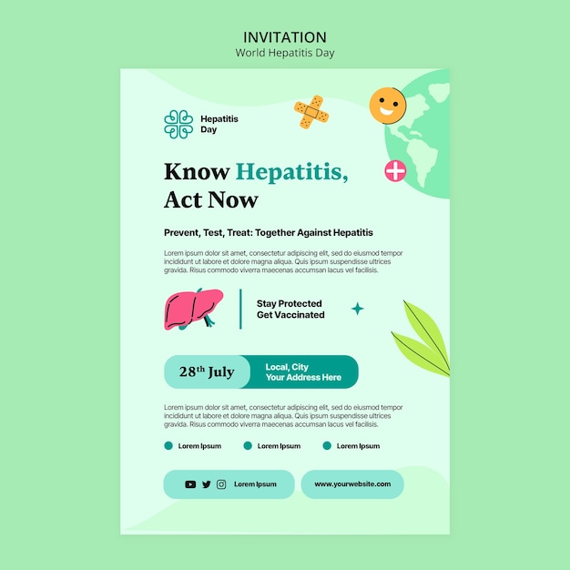 PSD gratuito plantilla de invitación del día mundial de la hepatitis