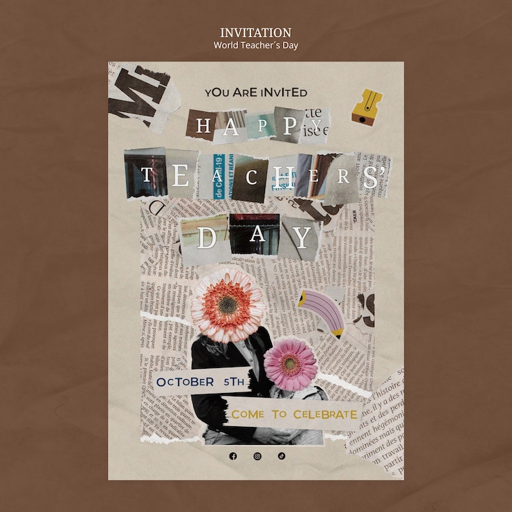 PSD gratuito plantilla de invitación para el día mundial de los maestros