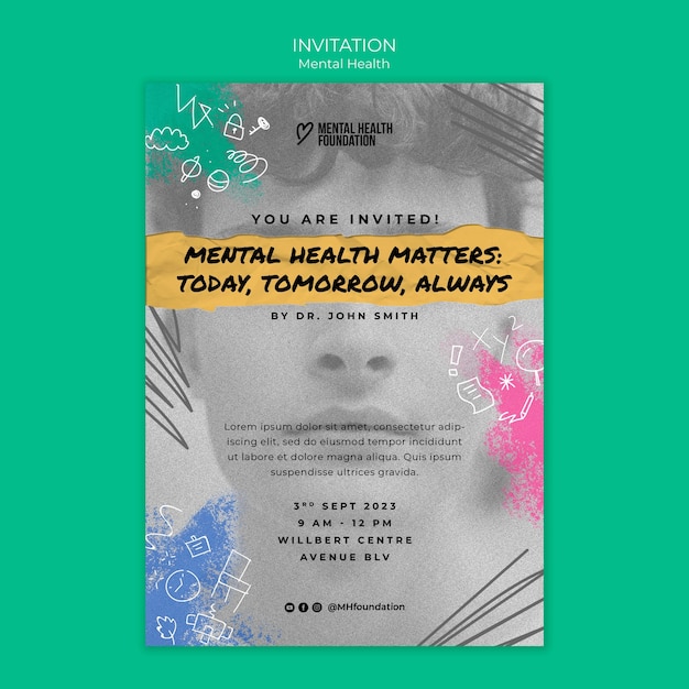 Plantilla de invitación del día mundial de la salud mental