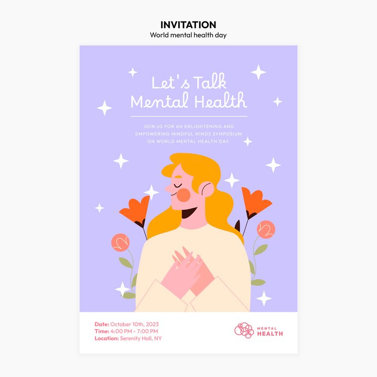 PSD gratuito plantilla de invitación para el día mundial de la salud mental
