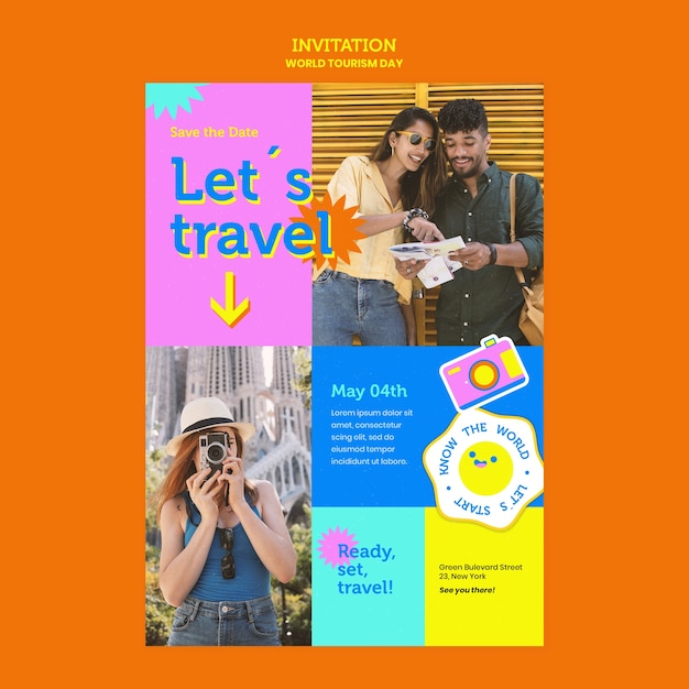 PSD gratuito plantilla de invitación del día mundial del turismo