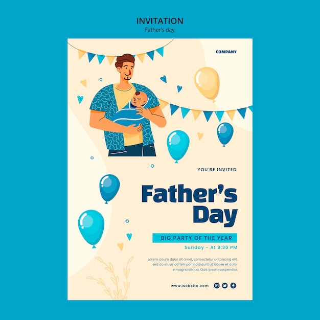 Plantilla de invitación del día del padre dibujada a mano