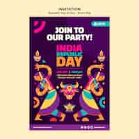 PSD gratuito plantilla de invitación del día de la república india de diseño plano