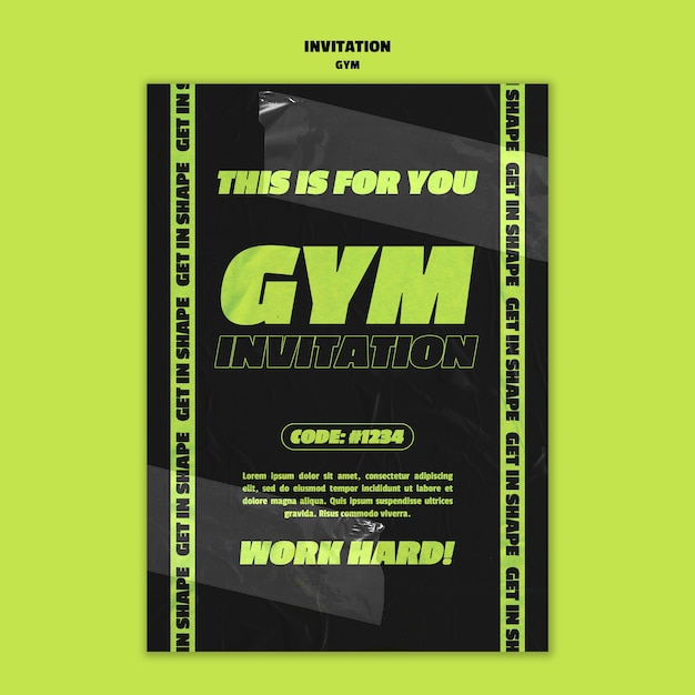 PSD gratuito plantilla de invitación para el entrenamiento en el gimnasio