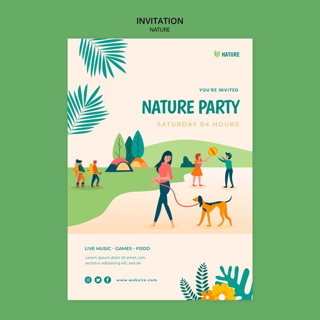 Plantilla de invitación de entretenimiento de naturaleza