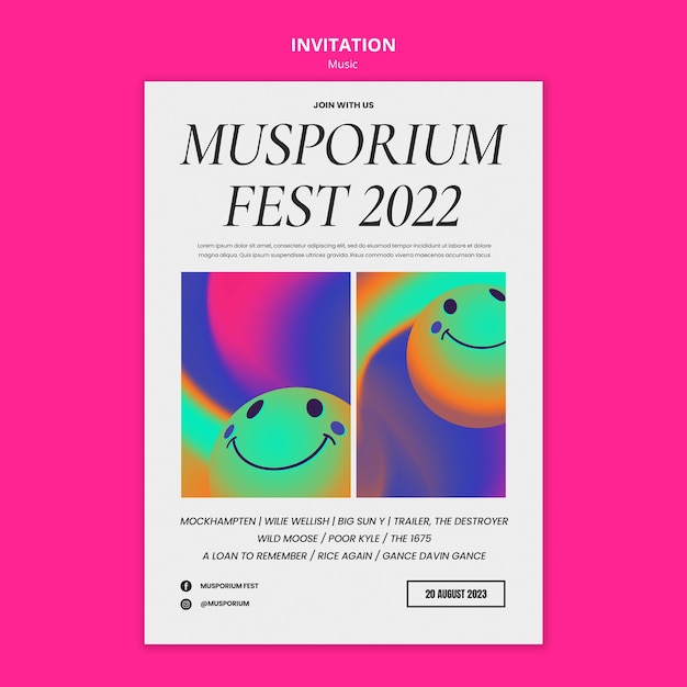 Plantilla de invitación de espectáculo de música degradada