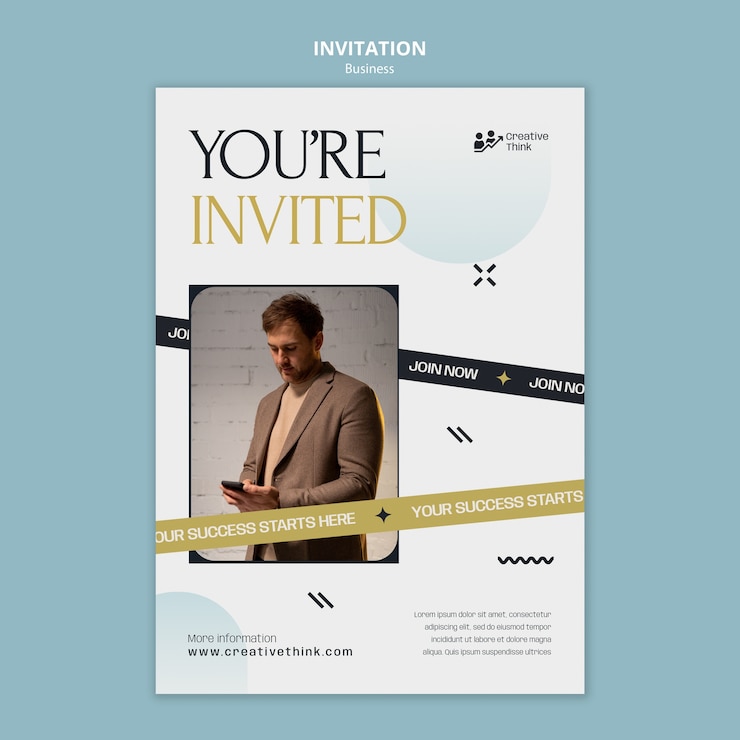 PSD gratuito plantilla de invitación de estrategia empresarial degradado