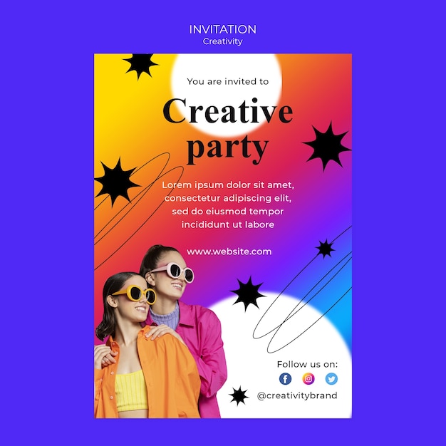 PSD gratuito plantilla de invitación de estudio de diseño creativo