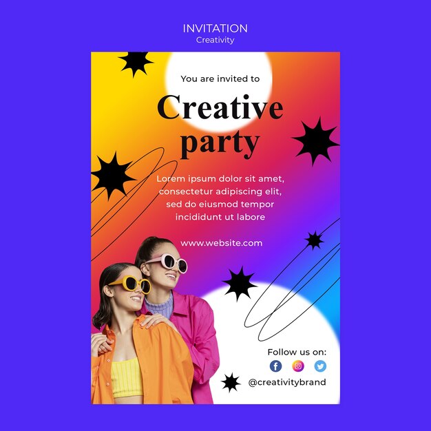 Plantilla de invitación de estudio de diseño creativo