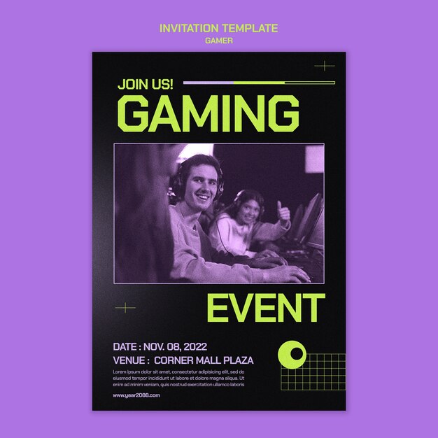 Plantilla de invitación de evento de juegos