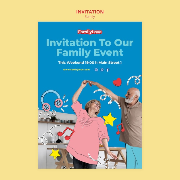 Plantilla de invitación de evento para miembros de la familia