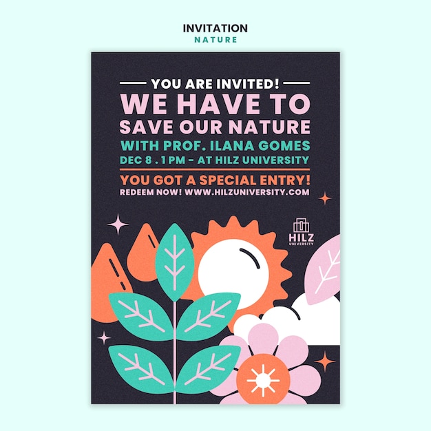 PSD gratuito plantilla de invitación a evento de naturaleza