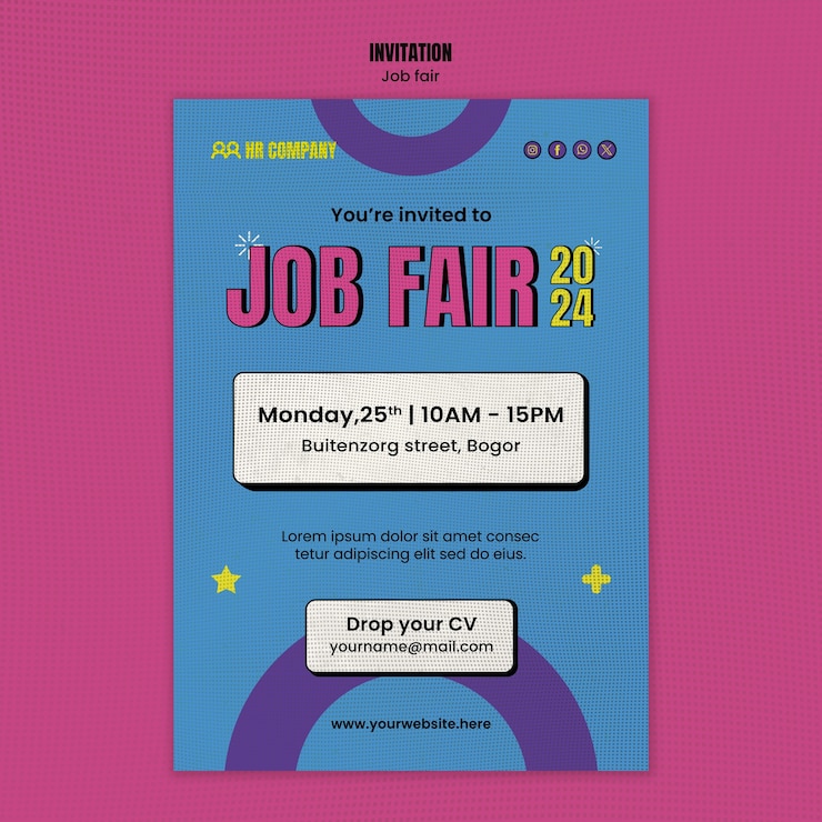 PSD gratuito plantilla de invitación a la feria de empleo