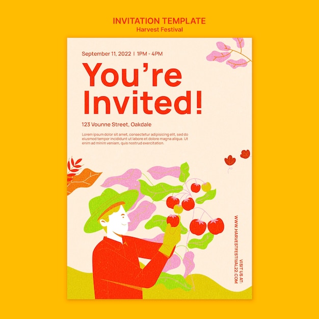 Plantilla de invitación del festival de la cosecha con verduras