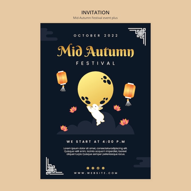 PSD gratuito plantilla de invitación para el festival del medio otoño