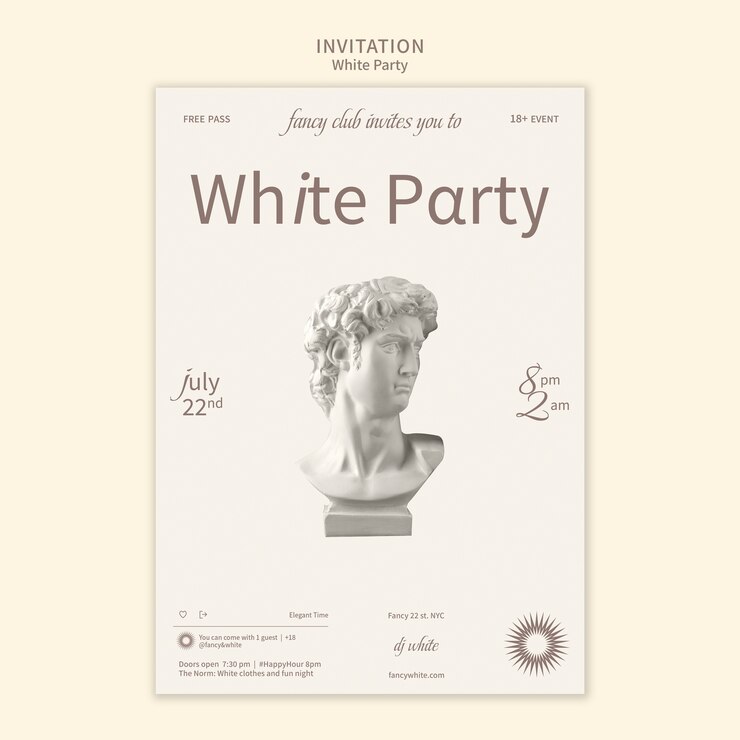 PSD gratuito plantilla de invitación de fiesta blanca