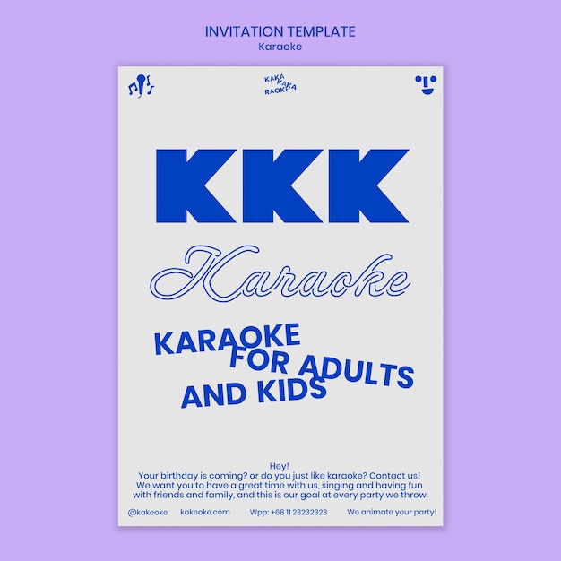 Plantilla de invitación de fiesta de karaoke de diseño plano