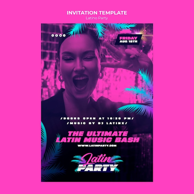 PSD gratuito plantilla de invitación de fiesta latina