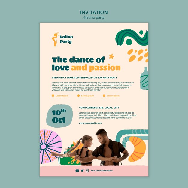 Plantilla de invitación de fiesta latina