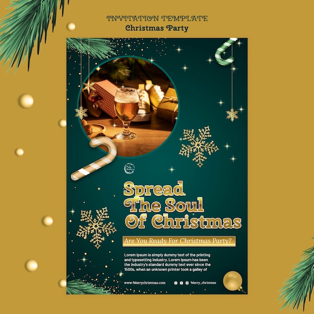 PSD gratuito plantilla de invitación de fiesta de navidad realista