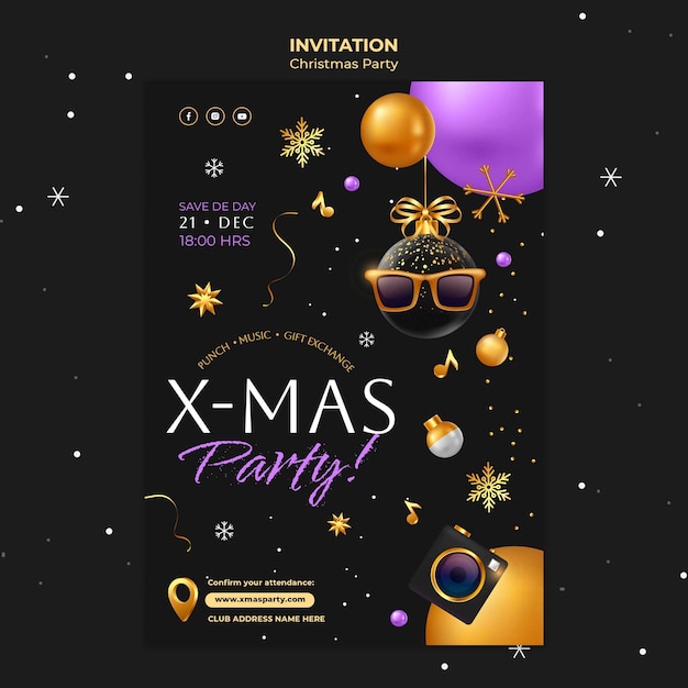 Plantilla de invitación de fiesta de navidad